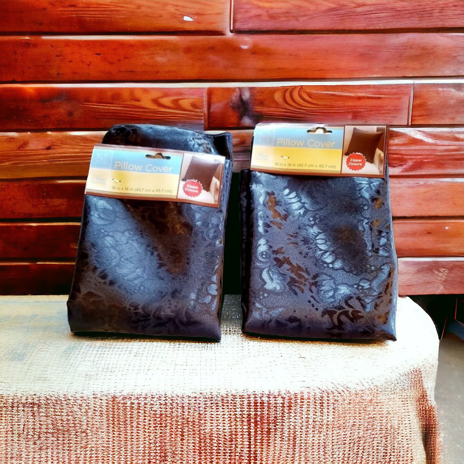 Satin Black Pillow Covers Pattern 18