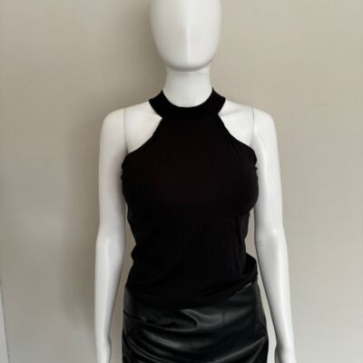 Micas Chic Sleek Black Halter Neck Top XL