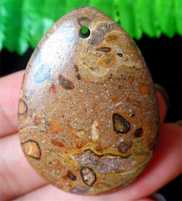 44x32x9mm Brown Kambaba Nebula Jasper Teardrop Pendant Bead BQ63227