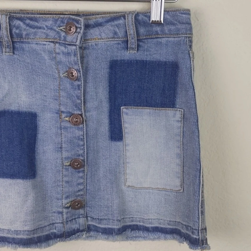 Lucky Brand Girls Skirt Patchwork Denim Jean Skirt Blue Size 10 Western Boho - Image 3 of 4