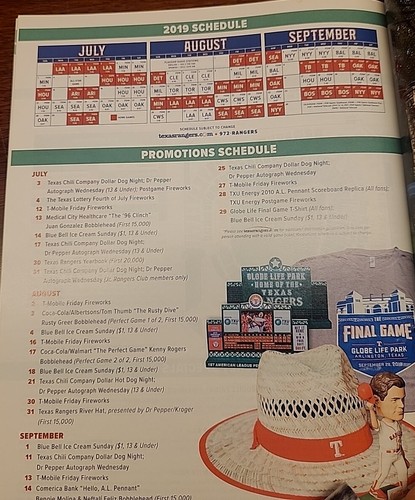 Texas Rangers Program / Magazine Josh Hamiltion Aug 15 - 21, 2019 - Picture 3 of 8
