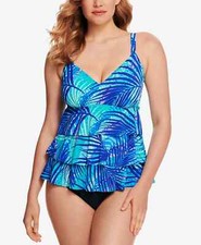  110 NWT Swim Solutions Multi Triple Tier Tummy Control One Piece Swimsuit 18