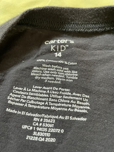 boys carter’s kid robot black graphic long sleeve. Size x-large 14-16 - Picture 5 of 9