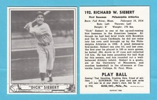 1940 Playball Reprint # 192 Dick Siebert -- Philadelphia Athletics  Box 129