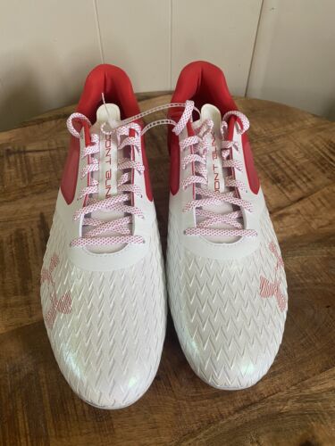 Under Armour Blur Lux MC Football Cleats Red White Men’s Size 13.5 3023190-600 - Picture 2 of 9