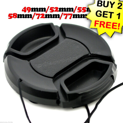 Center Pinch Lens Cap cover for Camera Lens 37/49/52/55/58/62/67/72/77/82/95 mm