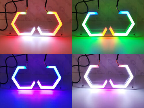For Mazda 3 Mazda3 BK BL Dynamic RGB LED Angel Eyes Hex Halo Rings Bluetooth APP - Picture 8 of 27