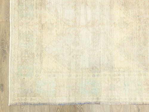 Muted rustic chic wide Turkish runner- Vintage Oushak primitive rug- 5.1x11.5 ft - Picture 5 of 13
