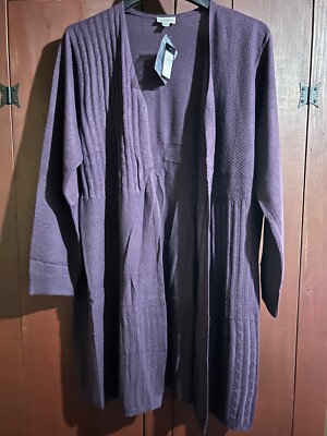 Avenue Lillian Open Front Longline Cardigan Plum Size 22/24 - NWT