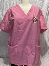 NFL Pittsburgh Steelers Pink Solid Unisex Uniform Work Scrub Top Pockets Med