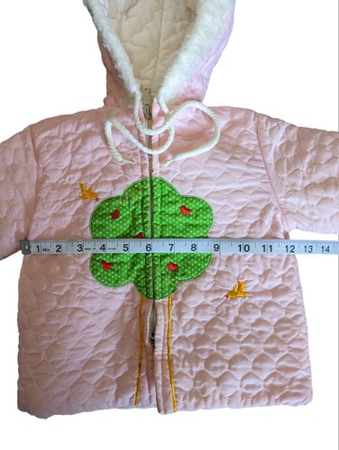 Vintage 70s Toddler Girls Pink Applique Embroidered Tree & Birds Jacket 2T 24 mo - Picture 5 of 8