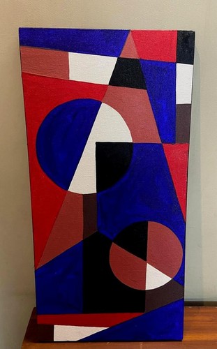 Large Acrylic Painting, Original Geometrical Art Hand Painted Stretched Canvas - Picture 13 of 20
