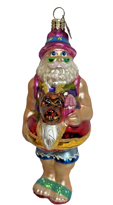 Christopher Radko Wet 'N' Wild Santa Rudolph Glass Ornament