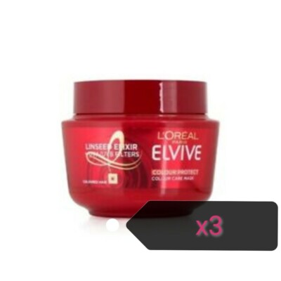 (x3) L'Oreal Elvive Colour Protect Haarmaske für farbiges Haar 300ml