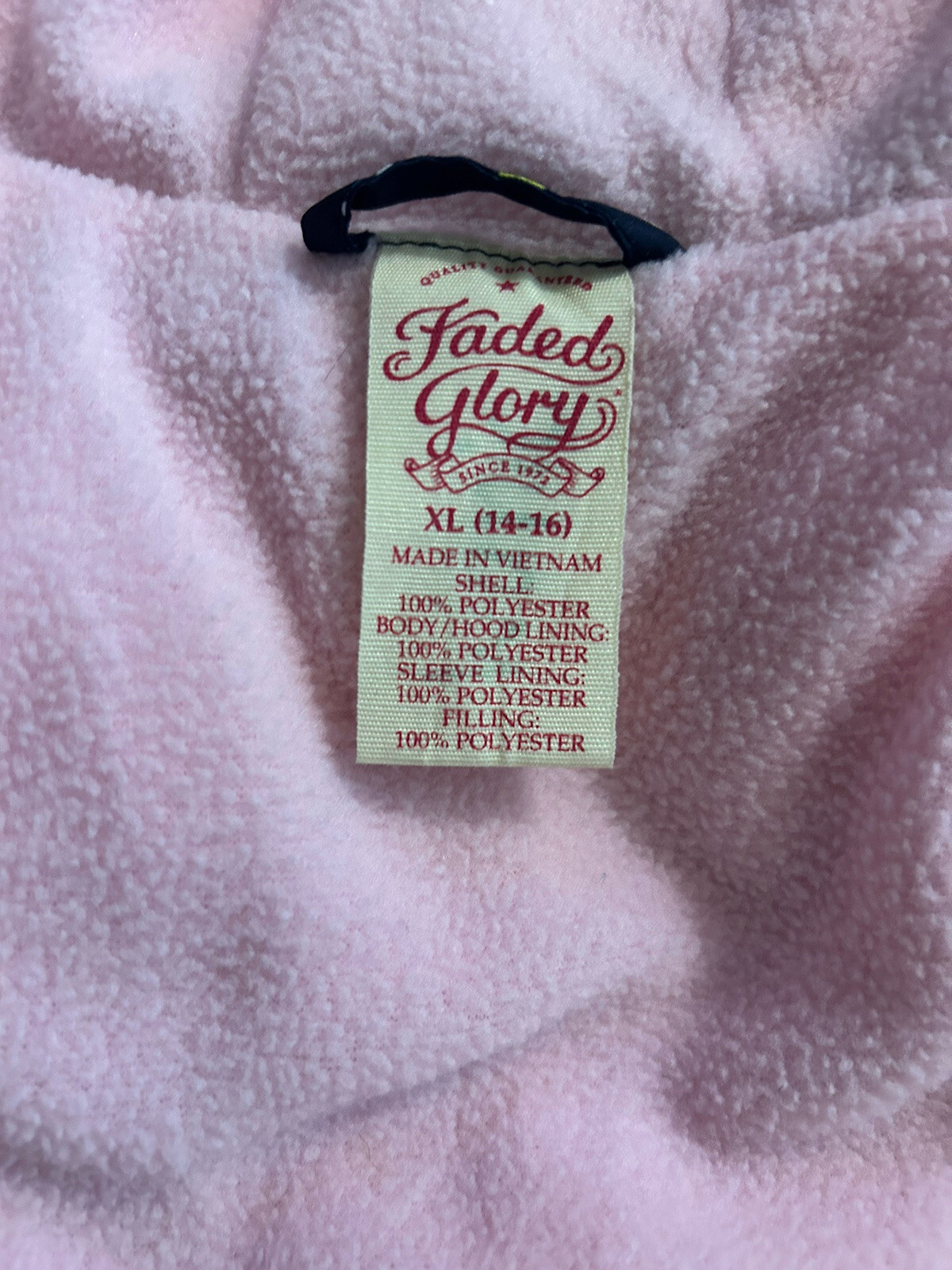 Teen Girls Winter Jacket W/Hood Fleece Lined Navy Blue Pink Floral 14/16 