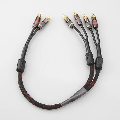 2RCA Male to 4 RCA Male Dual Y Speaker Adapter Wire Stereo HiFi Video Audio Wire - Picture 1 of 9