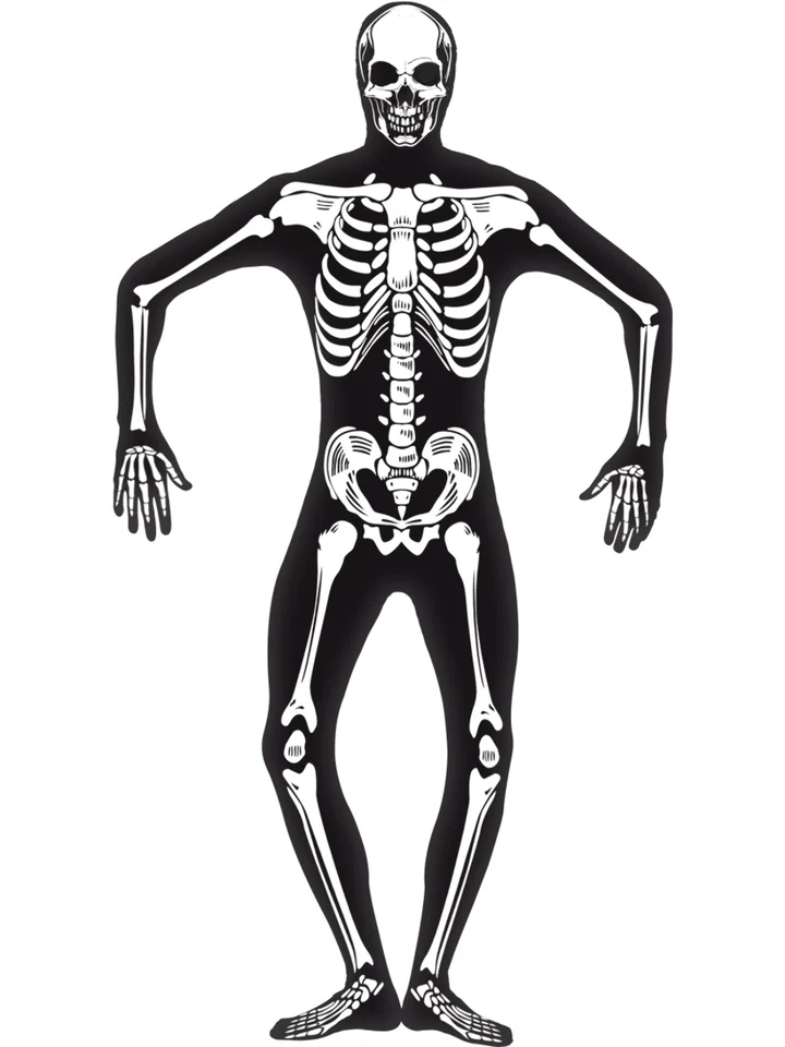 Skeleton Costume Mens Halloween Skeletons Outfit Fancy Dress Day Of the Dead - Image 2 of 4