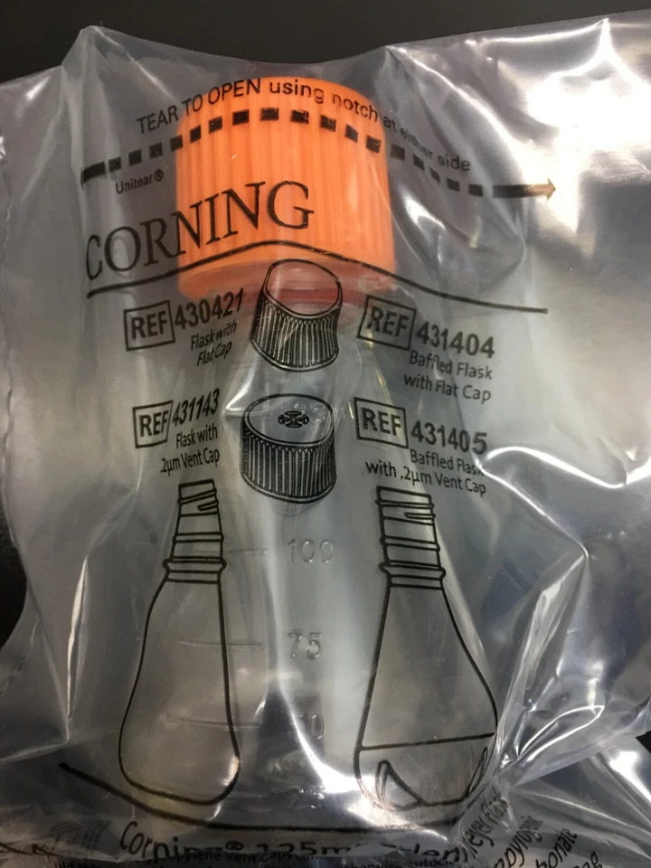 Corning REF 430421 125mL Polycarbonate Erlenmeyer Flask with Flat Cap - Image 3 of 4