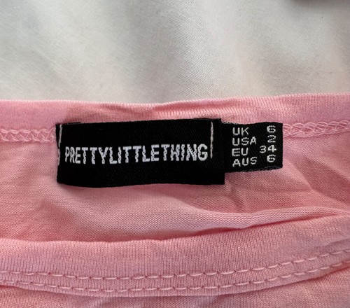 Pretty Little Thing Pink Crop Top Crew Neck Size 6 - Picture 3 of 3