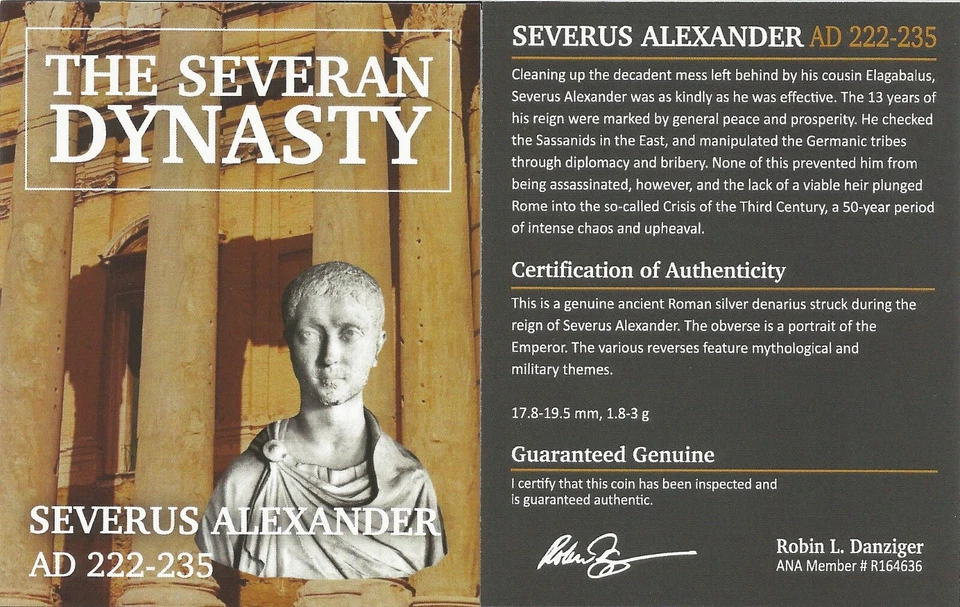 NGC XF Denarius Severus Alexander AD222-235 NGC antigo certificado romano T11 - Imagem 3 de 3