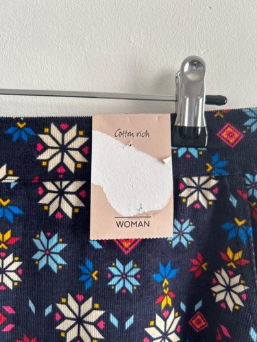 TU Skirt Cord Short Mini Pockets Floral Cord Stretch Cottage Boho UK 18 - BNWT - Picture 3 of 7