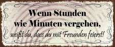 Blechschild,  27 x 10 cm, Wenn Stunden wie Minuten vergehen., Freunde, Neu, OVP