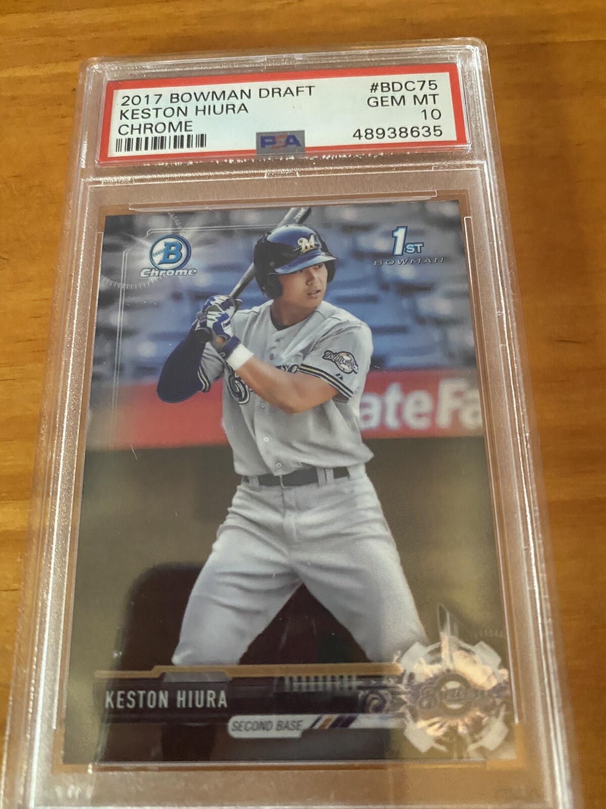 2017 Bowman Draft Keston Hiura Chrome RC #BDC75 PSA 10 GEM MINT