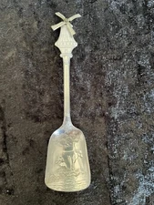 Holland Style Souvenir Sugar Shovel Spoon Windmill Cow Milkmaid Tree Nature Folk