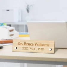 Engraved Standoffs Wooden Name Plate