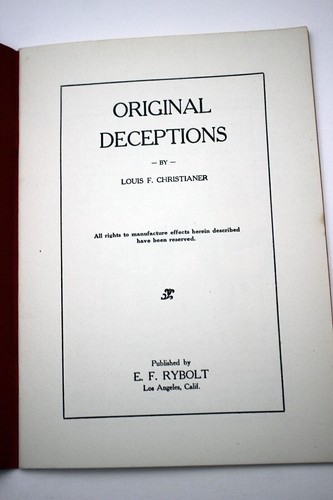 ORIGINAL DECEPTION by Louis F. Christianer 1919 Magic Booklet Illustrated - Picture 5 of 5