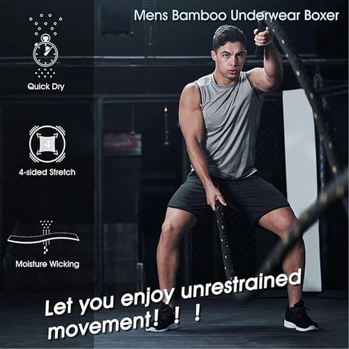 4PCS Bamboo Fibre Boxer Shorts Comfortable Breathable Long Leg Briefs For Men - Picture 8 of 28