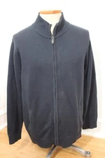 LL Bean XL Blue Cotton Knit Full Zip Cardigan Sweater Jacket 258292