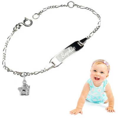SILBERPOINT KINDER GRAVUR ARMBÄNDER MIT EINHÄNGER-925er STERLING SILBER-MADE IN GERMANY