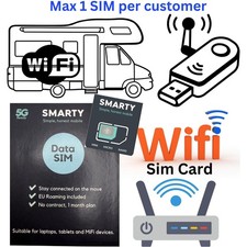 1 x SMARTY UK  DATA ONLY Sim Card WiFi ,MiFi & phones