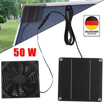 Neu Solarlüfter Solar Abluftventilator Solarpanel Gewächshaus Ventilator 50W 12V