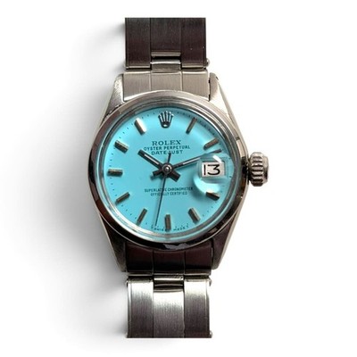Rolex Lady Datejust 26 mm Steel Blue Turquoise Dial Automatic Watch 6516 1962