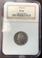 1902 5c Proof Liberty V Nickel NGC PF62 Scarce Early Proof 2018 Mintage