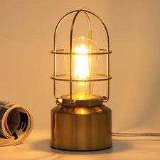 Small Touch Gold Table Lamp for Small Spaces - 3 Way Dimmable Industrial Beds...