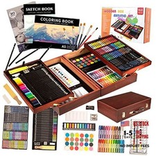 168-Pack Art Supplies, Deluxe Wooden Art Set Crafts Drawing Painting Beige