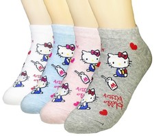 JJMax Women's Hello Kitty Cute Cotton Blend Ankle Socks Set, 9, Milk