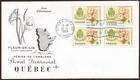 🍁Canada  #419 Block   "QUEBEC"    Fine Used  1964  Rosecraft Cover
