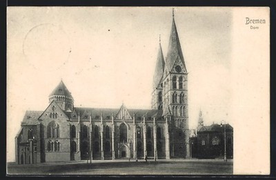 Bremen, Seitenansicht des Doms, Ansichtskarte 1905 