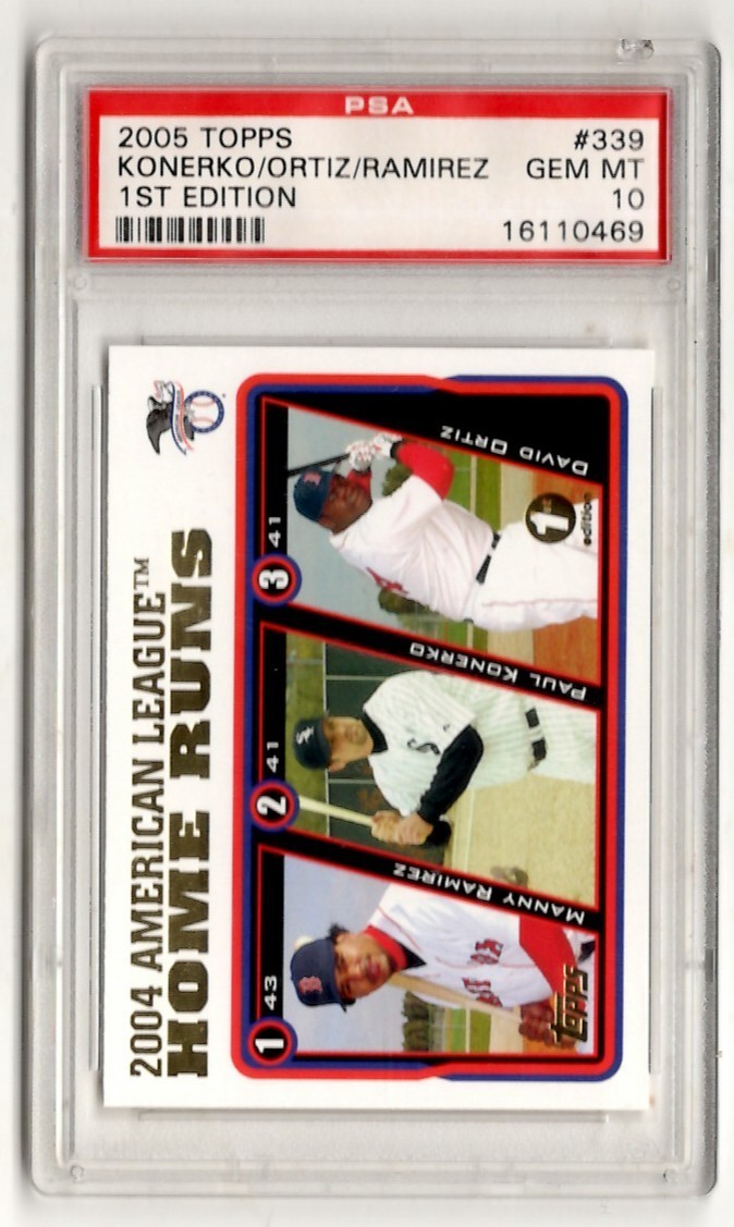 PSA 10 David Ortiz / Manny Ramirez / Paul Konerko 2005 Topps !st Edition #339 view 1