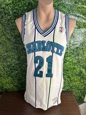 1989-90 Charlotte Hornets Basketball #21 Clifford Lett Game Jersey Sand-Knit