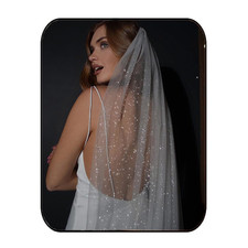 1 Tier Glitter Wedding Veil Fingertip Length Bachelorette Party Veil Sparkle Bri