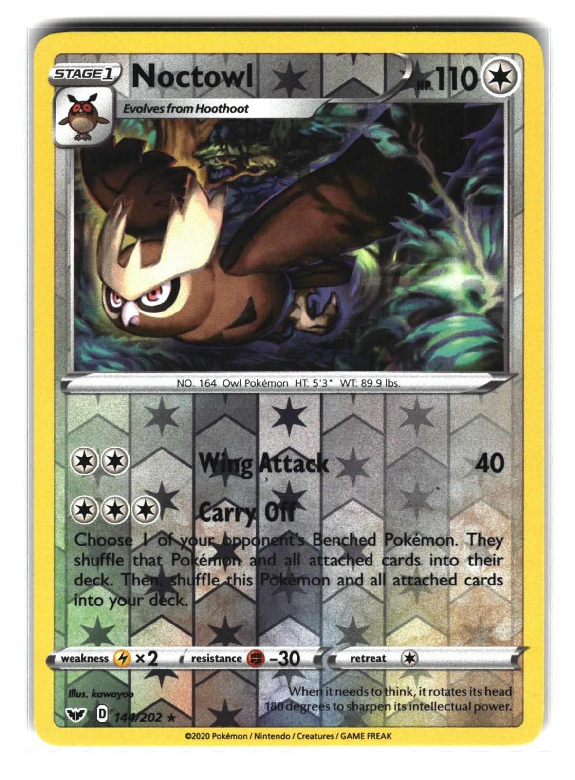 Noctowl 144/202 Reverse Holo Sword & Shield Pokemon Card