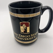 San Diego State University SDSA Calif Ceramic Coffee Cup Mug Black Gold Vintage