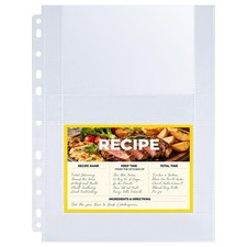 30 Pack 120 Pockets 4x6 Recipe Card Sleeves,3 Ring Binder Recipe Card Protect...