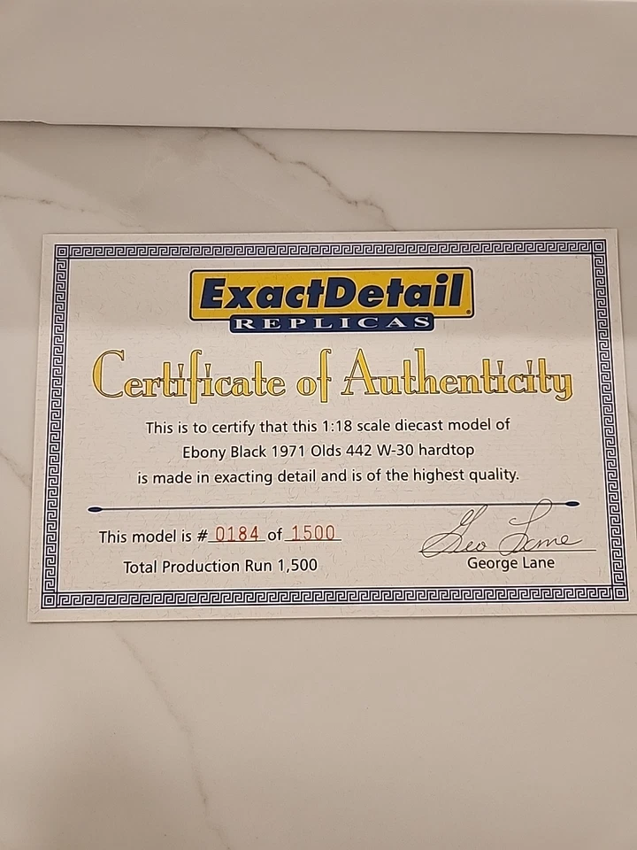 Exact Detail Replicas 1971 Oldsmobile 4-4-2 W-30 1:18 Diecast CoA /1500. WCC307 - Image 2 of 4