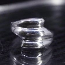 size 8, vintage sterling silver 925 handmade wide ribbed band ring